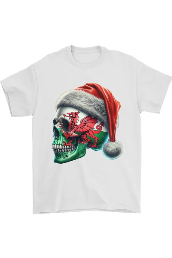 Hot Trending Welsh Xmas Wales Flag Biker Rugby T-Shirt Design Preview Only