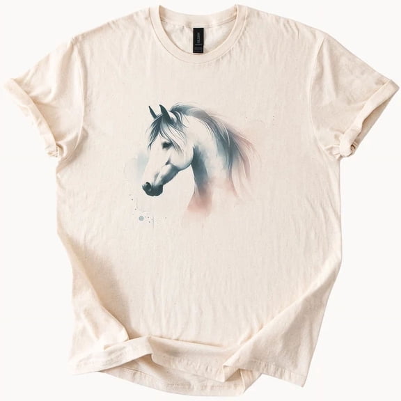 Hot Trending White Horse Head T Shirt Watercolor Style Graphic Tee Animal Lover Design Preview Only