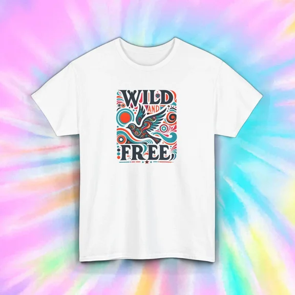 Hot Trending Wild and Free T-Shirt Retro Colorful Bird Boho Hippie Positive Vibes Gift Design Preview Only