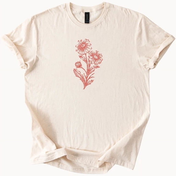 Hot Trending Wildflower Botanical Sketch Floral Nature Art Graphic Unisex T Shirt Design Preview Only