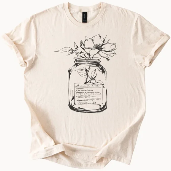 Hot Trending Wildflower Jar Tee Boho Floral Shirt Nature Graphic Top Design Preview Only