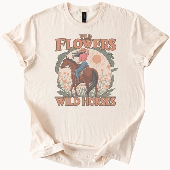 Hot Trending Wildflowers Wild Horses Tee Boho Western Shirt Design Preview Only