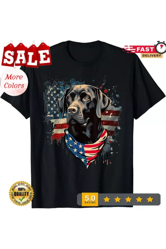 Hot Trending With Black Labrador Retriever Shirts Usa Flag Lab Dog Lover Gifts T-Shirt S-5Xl Birthday Gifts; For Men & Women