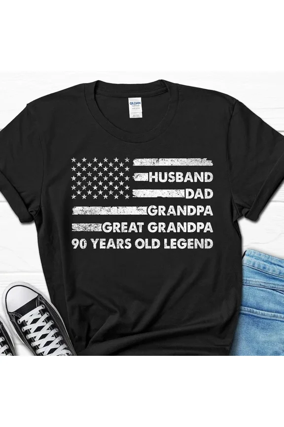 Hot Trending With Husband Dad Grandpa Great Grandpa 90 Year Old Legend Men'S Shirt, Born In 1 S-5Xl Birthday Gifts; For Men & Women
