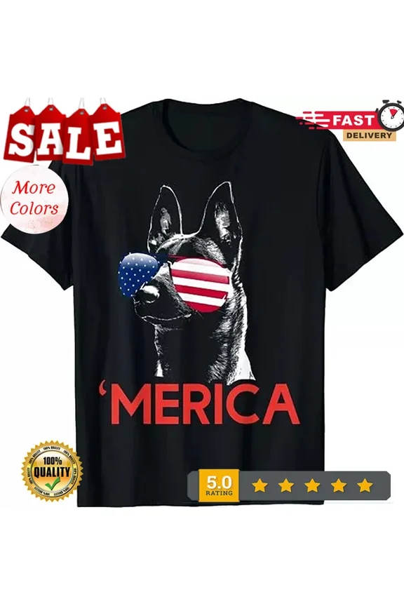 Hot Trending With Merica Belgian Malinois American Flag Best Gift Idea T-Shirt S-5Xl Birthday Gifts; For Men & Women