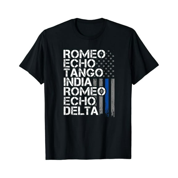 Hot Trending With Retirement Gift, Thin Blue Line Retired Phonetic Code Men & Women T-Shirt - Perfect Gifts For Everyone