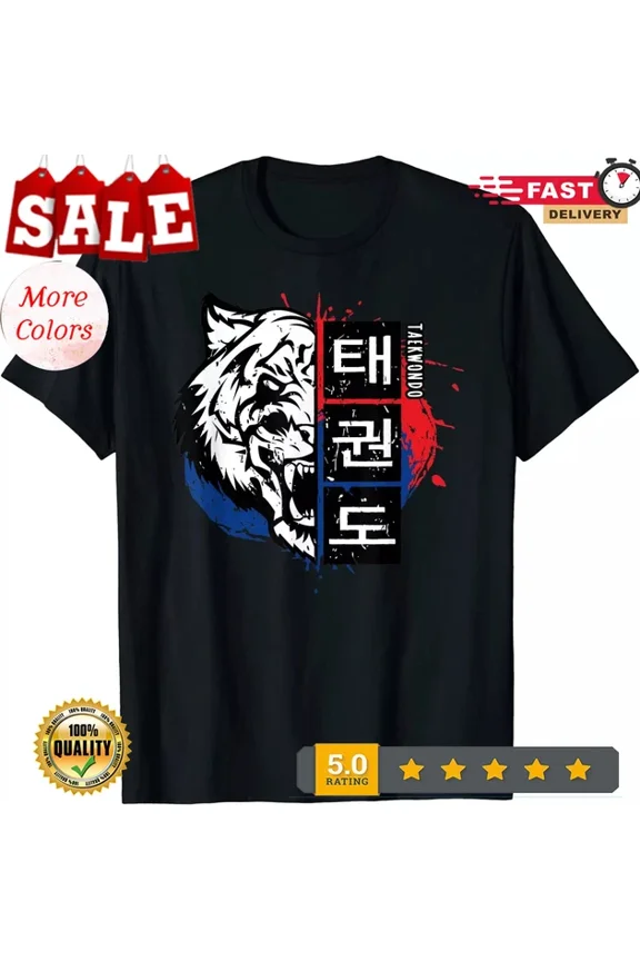 Hot Trending With Taekwondo Tiger Korea Martial Arts T-Shirt S-5Xl Birthday Gifts; For Men & Women