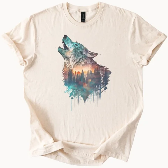 Hot Trending Wolf Howl Forest Tee Nature Graphic Shirt Design Preview Only