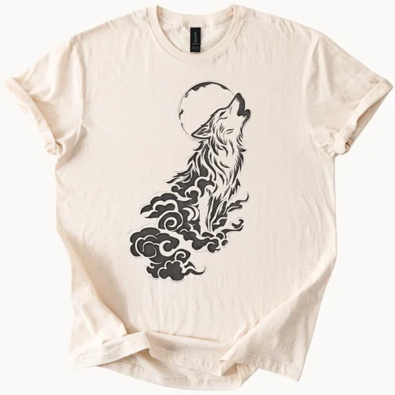 Hot Trending Wolf Howl Moon TShirt Nature Graphic Tee Animal Lover Shirt Design Preview Only