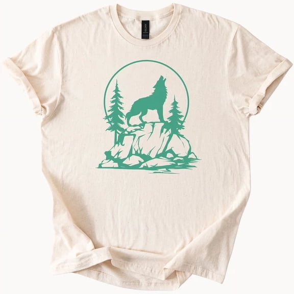 Hot Trending Wolf Howl Mountain Scene Tee Nature Graphic TShirt Design Preview Only