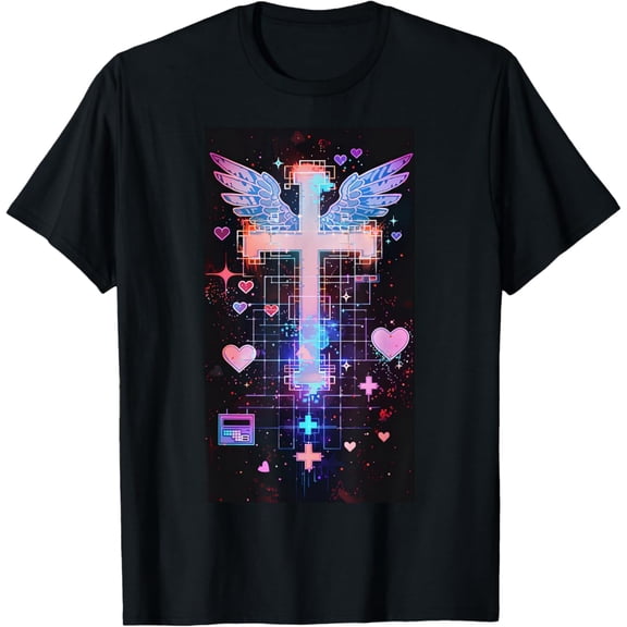Hot Trending Y2K-inspired Goth Cyberpunk cross Gothic Religion T-Shirt Vintage Tee -Birthday Gifts