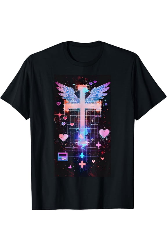 Hot Trending Y2K-inspired Goth Cyberpunk cross Gothic Religion T-Shirt Vintage Tee -Birthday Gifts