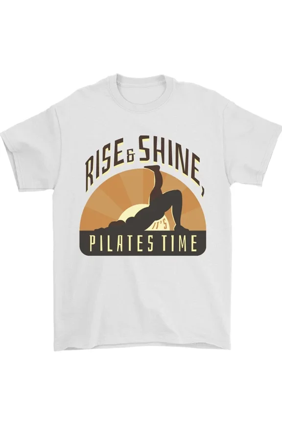 Hot Trending Yoga Rise and Shine Pilates Time Funny T-Shirt Design Preview Only