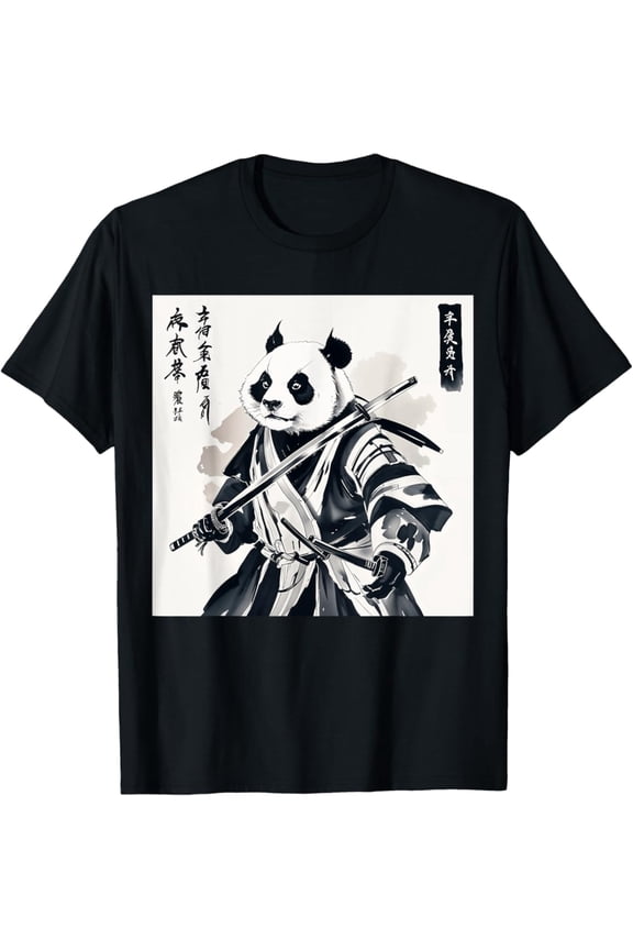 Hot Trending samurai panda graphic warrior art tee Japanese anime Ukiyo-e T-Shirt Vintage Tee -Birthday Gifts