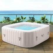 Hot Tub for 4-6 Person, Seizeen Outdoor Patio Large Inflatable Hot Tub Home SPA, with 130pcs Massage Jets, 910L, 2 Filters, Lockable Cover, Storage Bag, Max 104℉, 73in, Brown