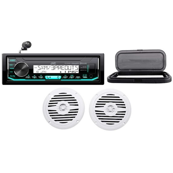 Hot Tub Audio System w/ JVC Stereo Bluetooth Receiver+(2) 5.25" White Speakers