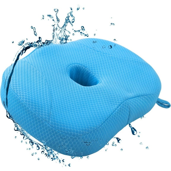 Hot Tub Booster Seat, Weighted Hot Tub Pillow with Powerful Non-Slip Suction Cups, 4D Air Mesh Ergonomic, Booster Cushion, Quick Dry Spa Pillow for Indoor Outdoor Hot Tub (Blue)