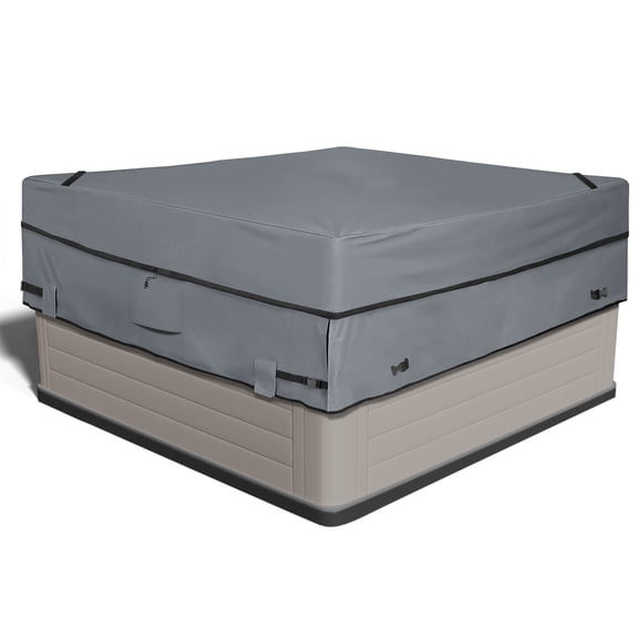 Hot Tub Cover,Full Coverage Heavy Duty Waterproof and Windproof Outdoor Spa Covers for 81 Inch Square Spa Set,Grey