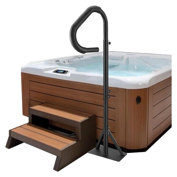 Hot Tub Handrail, 360 Rotatable Spa Side Handrail with "-63" Adjustable Height, Rust-proof Aluminum Spa Step Hot Tub Hand Rail with Slide-Under Mount Base for Indoor & Outdoor, 600LBS Capacity 63 Inch