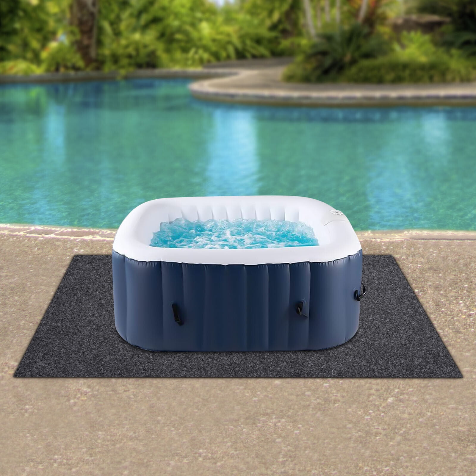 HOMSHIAM 79 Inch Dia Hot Tub Mat, Above-Ground Pool Protector Mat