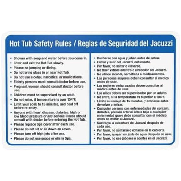 Hot Tub Rules Sign, Bilingual English Spanish Warning Sign, Pool Metal Signs for Home Business Outdoor Indoor Garage Street Wall Caution Custom Decor 12 x 8 Inch