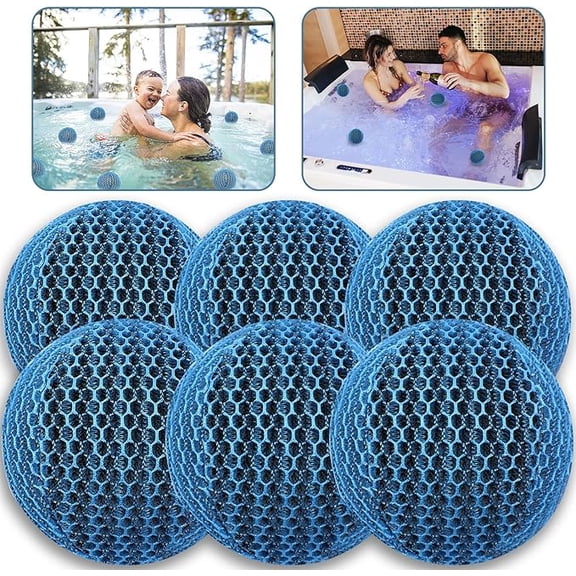 Hot Tub Scum Absorber,6 Pack Spa & Pool Scum Eliminating Balls Reusable Hot Tub Oil Absorbing Sponge Washable Scum Floating Filter to Keep Water Clear Clean for Pool Bath Hot Tub Accessories