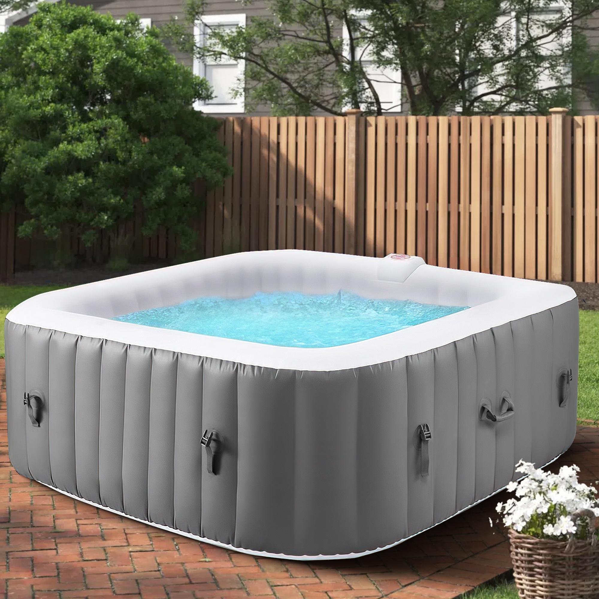 Hot Tub, Seizeen 4-6 Person Inflatable Hot Tub Home SPA for Outdoor, 910L Large Capacity, 130pcs Massage Jets, with 2 Filters, Lockable Cover, Storage Bag, Max 104℉, 73in, Gray - image 1 of 8