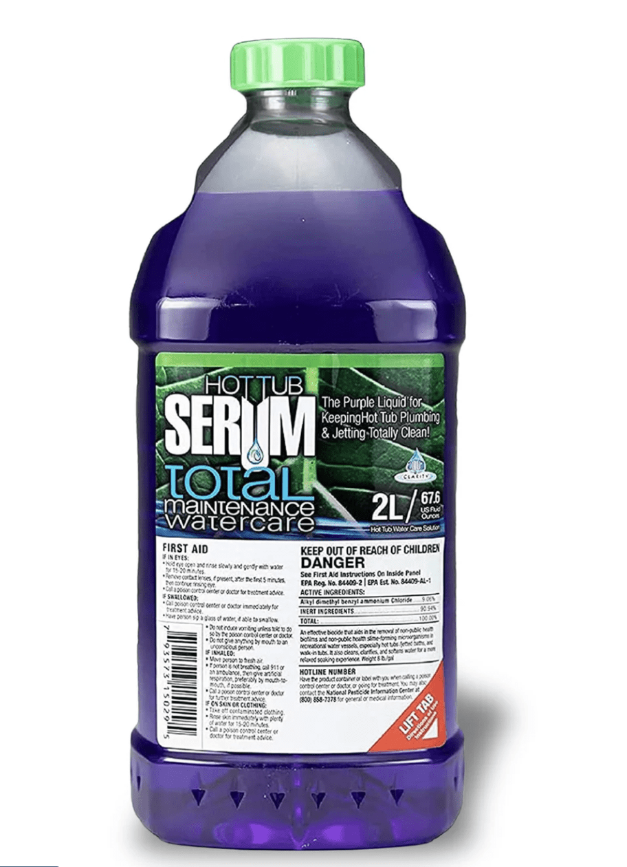 Hot Tub Serum - Total Maintenance Water Care - Hot Tub, Jetted Tub, Spa, Jacuzzi, Bathtub & Swimming Pool Cleaner - 24 Weekly Doses (2 Liter)