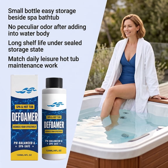 Hot Tub Spa Defoamer Liquid Concentrate Fast Acting Foam Remover pH Balanced Bath Pool Foam Control Maintenance Solution