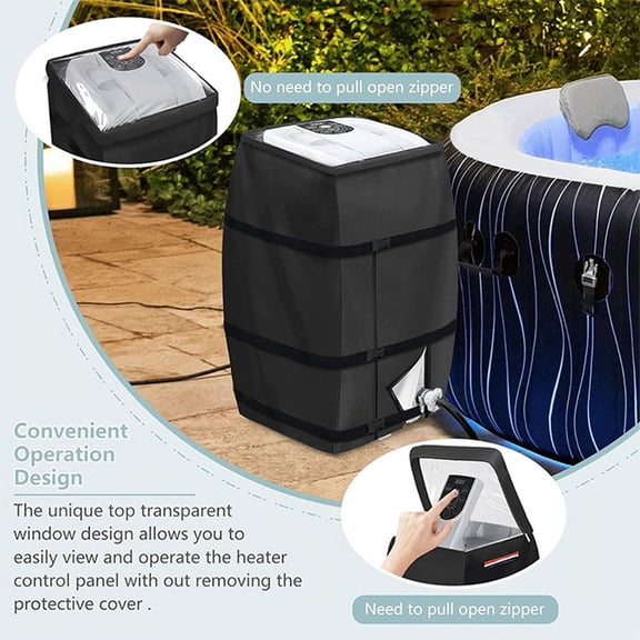 Spa Heater Pump Cover with Transparent PVC Top Window, Waterproof Inflatable Pump Cover 2pcs