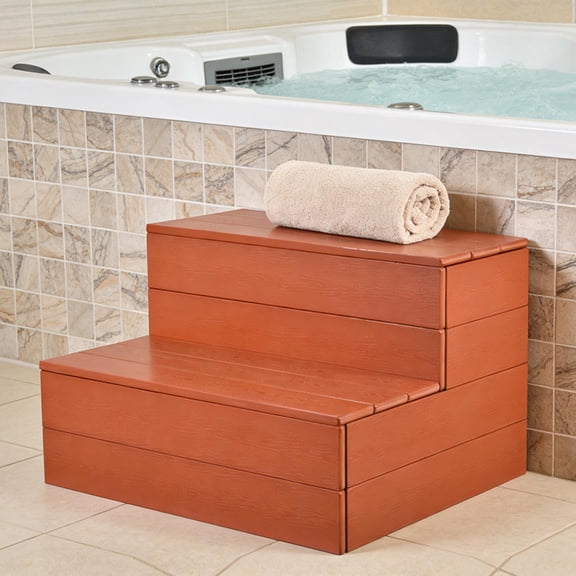 Hot Tub Steps 2-Step, 100% Waterproof and Non-Slip Spa Stairs, Heavy Duty Outdoor Step Stool for Pool RV Porch Garden