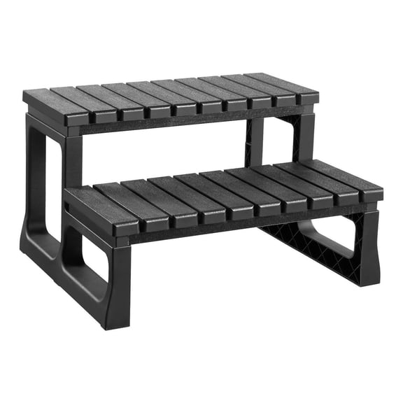 Hot Tub Steps, 2-Step Spa Outdoor Stairs, Heavy Duty 23.6 inch Wide PP Above-Ground/Inflatable Pool Ladder with 320 lbs Weight Capacity, Multi-Use for Porch, Patio, Deck, Campers, Black