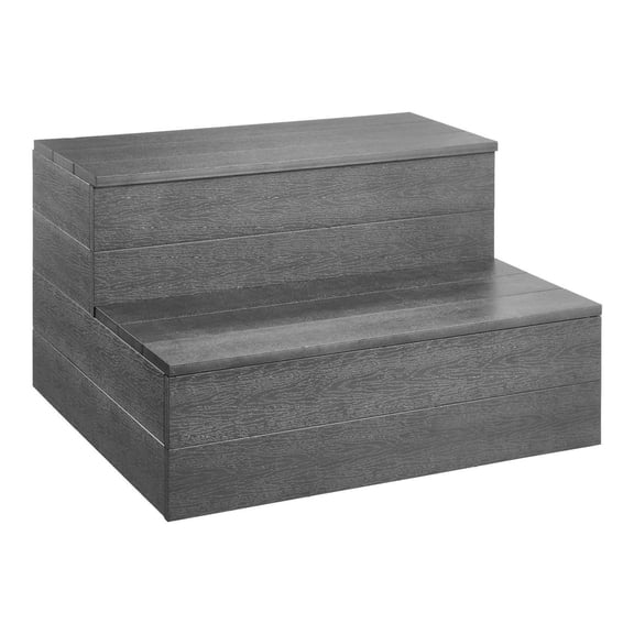 Hot Tub Steps 2-Step, Spa Stairs for Above Ground Pools, 600lbs Capacity, Wide 25 inch Tread, Outdoor Ladder for Porch & Deck - Graphite Gray