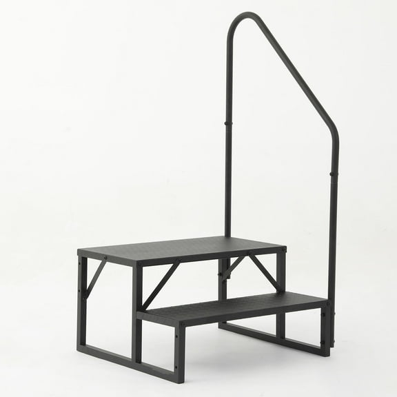 Hot Tub Steps Outdoor, 2 RV Steps with Handrail, Portable RV Stairs 3 Step, Heavy Duty Truck Camper Steps Ladders for Travel Trailers, 5th Wheel, Motor Home, Spa, and Porch