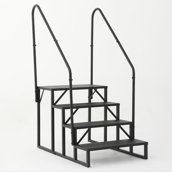 Hot Tub Steps Outdoor, RV Steps with Handrail, Portable RV Stairs 2/3/4/5 Step, Heavy Duty Truck Camper Steps Ladders for Travel Trailers, 5th Wheel, Motor Home, Spa, and Porch