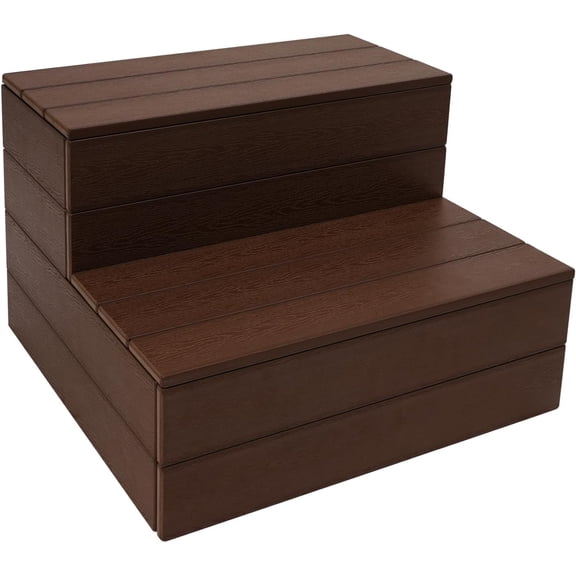 Hot Tub Steps, Universal Heavy Duty Spa Step Wood Looking Plastic Non-Slip Steps for Bathtub, Use for Round or Straight Sided Spa 500lbs Load Capacity
