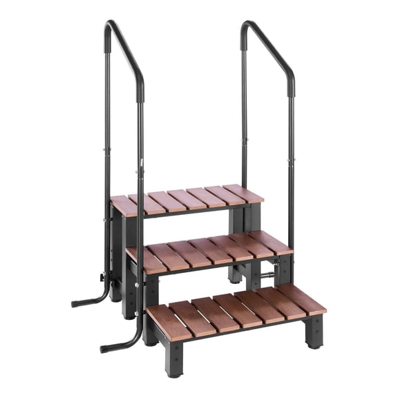 Hot Tub Steps with Handrail, 3-Step Spa Ladder, 25.2" Wide, 330 lbs Capacity, Outdoor Pool Stairs for Porch, Patio, Deck