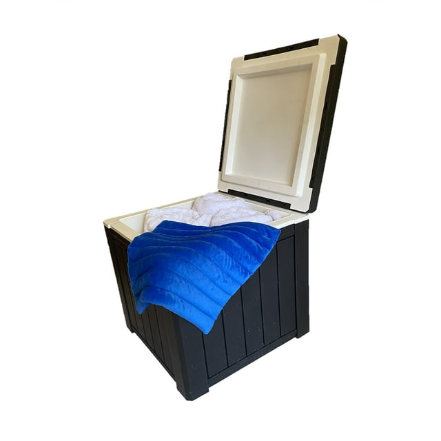 Hot Tub Towel and Robe Warmer/Deck Box with Microwavable Heat Pad