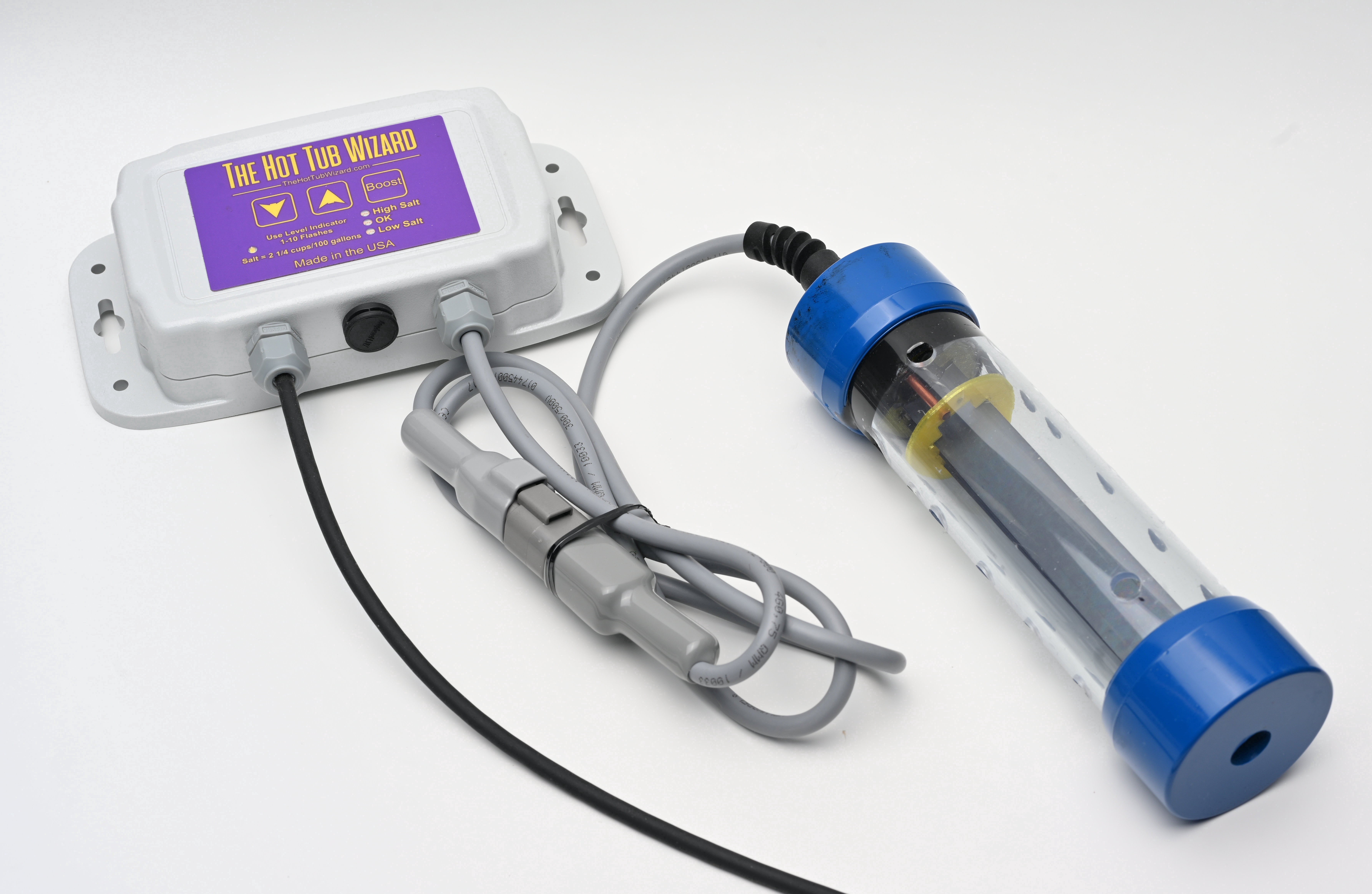 The Hot Tub Wizard-CD-Hot Tub Salt Chlorine Generator-Keeps It Clean & Clear and Helps Prevent Rash&Itch-Easily Convert Any Hot Tub or Spa to Mild Salt Water-Saltwater Chlorinator