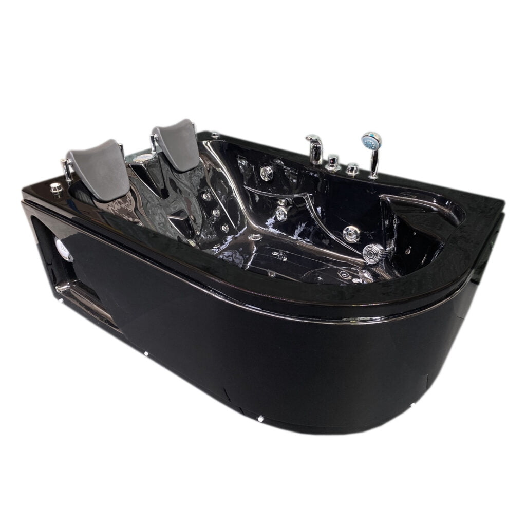 Black Semicircular Acrylic Whirlpool Bathtub with Jets