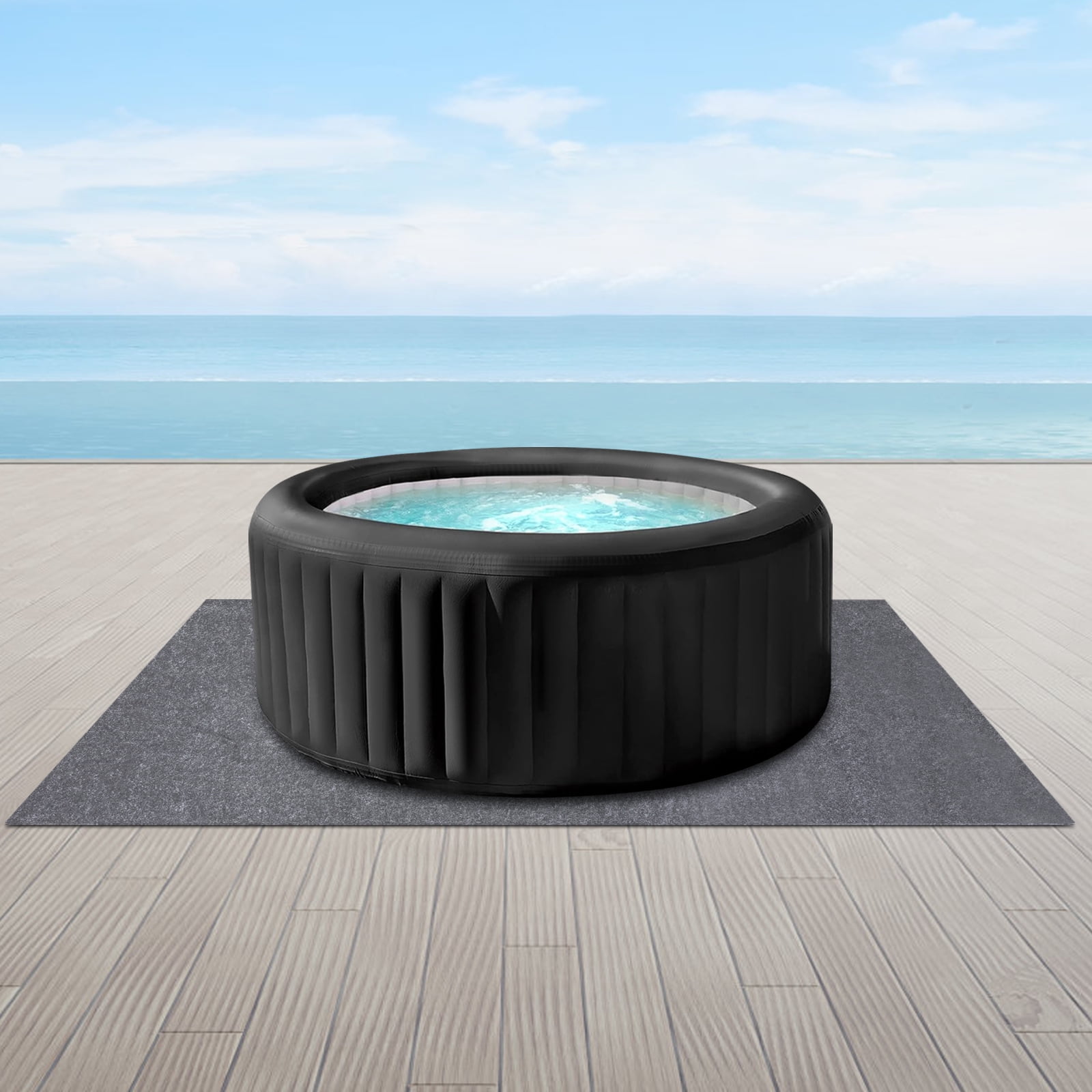 Hot Tubs Mat, Above-Ground Pool Protector Mat, Water-Absorbent Hot Tub Flooring Protector, Reusable Durable Washable Mat for Outdoor Hot Tub Pool
