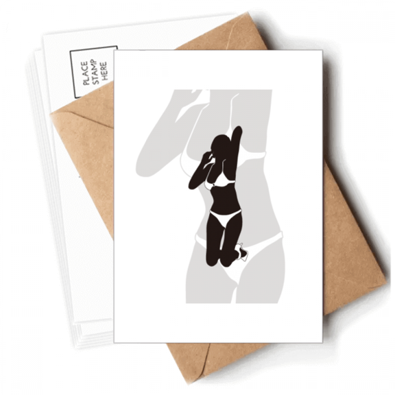 Hot Underwear Women Kneel Postcards Envelopes Blank Note Cards Mailing