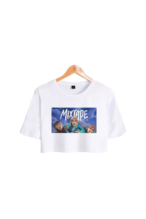 Hot Video Game Mixtape Graphic Crop T-Shirt - Women’s Short Sleeve Fashion Tee, Casual Streetwear Top for Gamer Apparel Merch