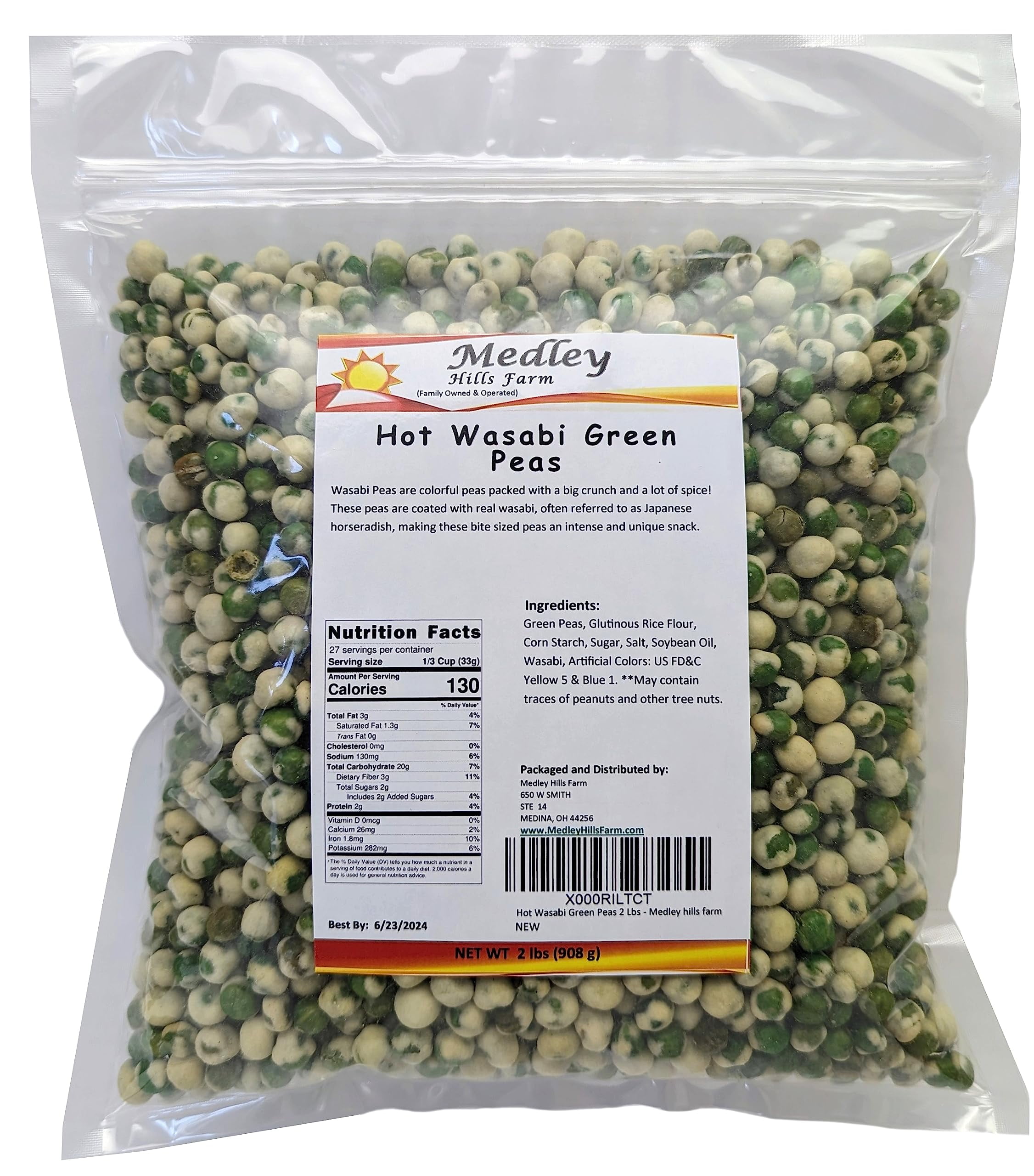Hot Wasabi Green Peas ZS23 2 Lbs Medley hills farm