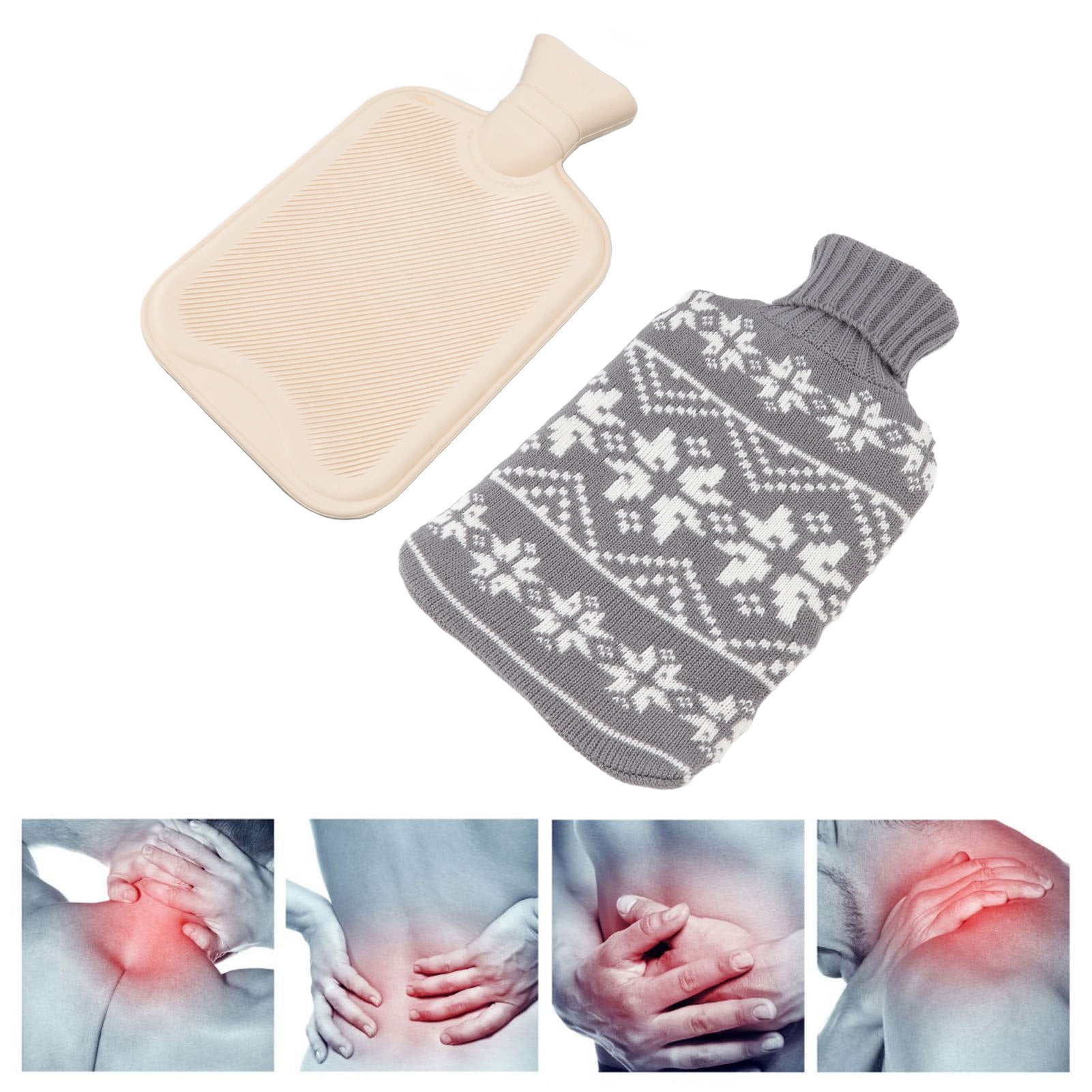 Hot Water Bag, 1L Rubber Hot Water Bottle With Knitting Cover For Hot