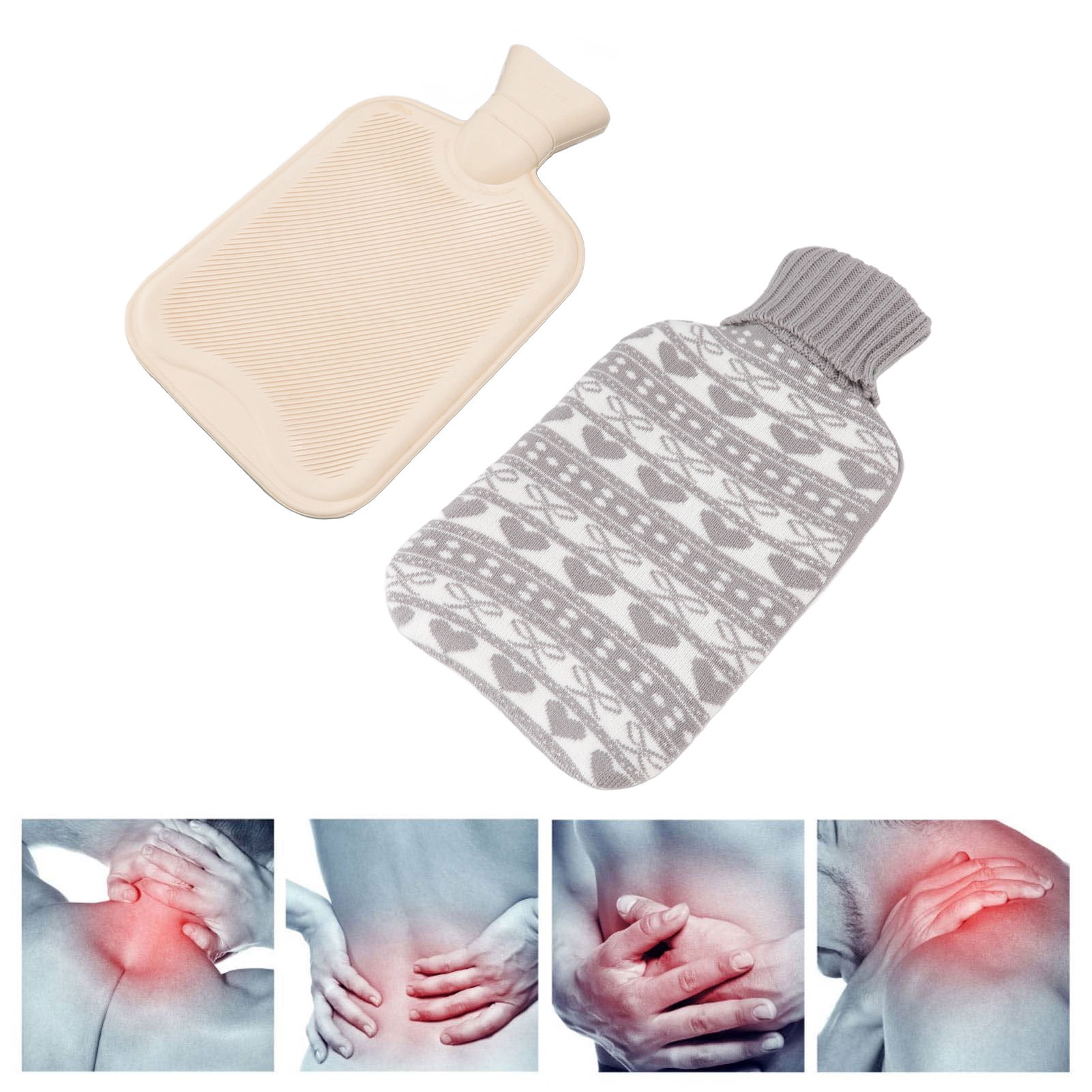 Hot Water Bag, 1L Rubber Hot Water Bottle With Knitting Cover For Hot