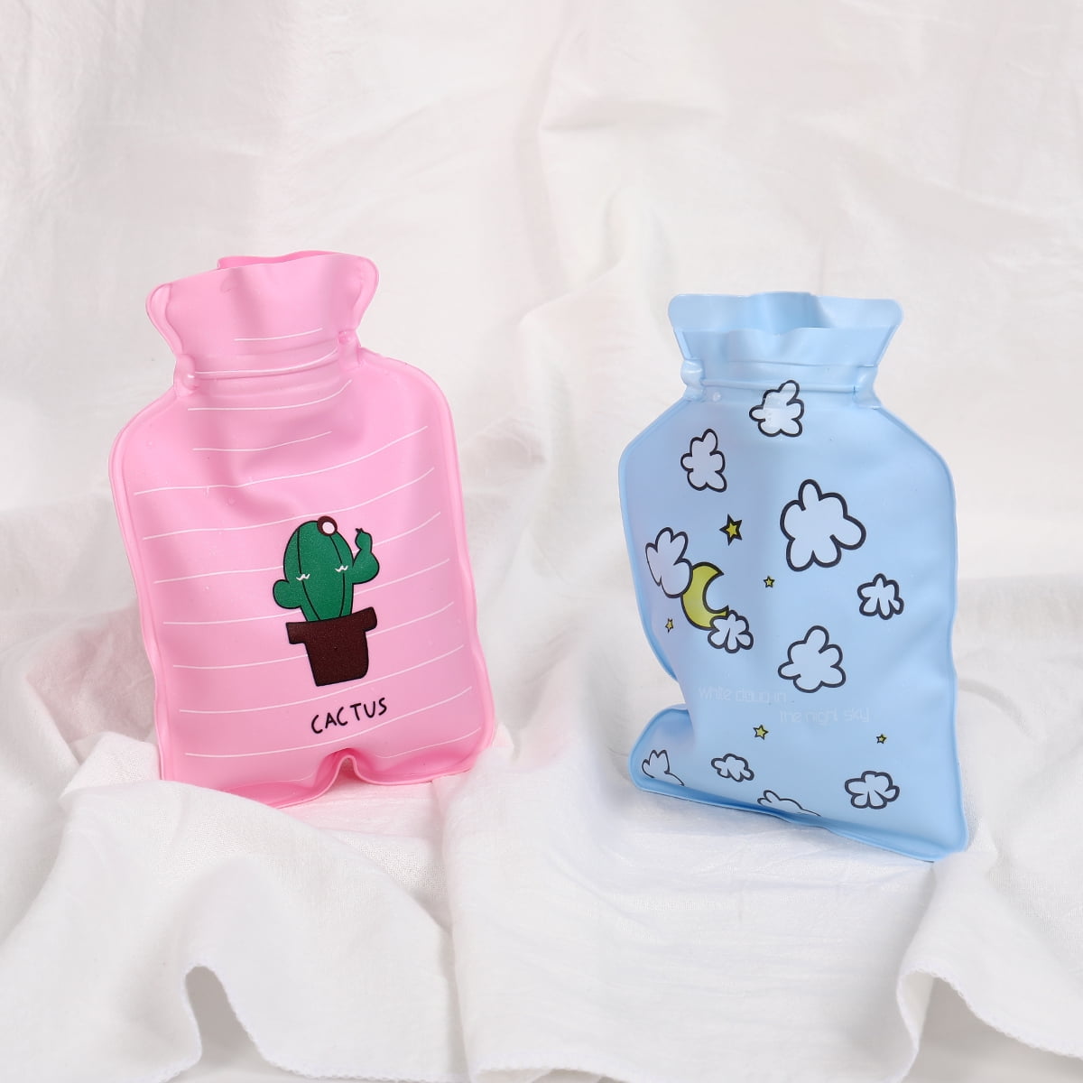 Hot Water Bottle, 2 Pack Warm Water Bag Plastic Hot Water Pouch, Kids