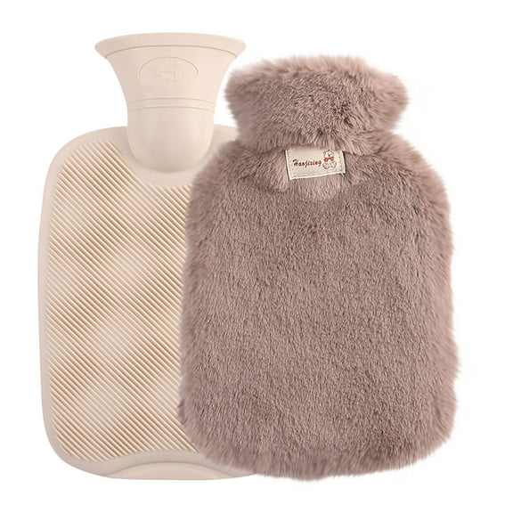 Hot Water Bottle under $5! Xqxayjr Hot Water Bottle with Fleece Cover, 1L Bed Warmer for Pain Relief, Soft Thermal Flask for Cramps, Reusable Cold Heat Therapy Pack
