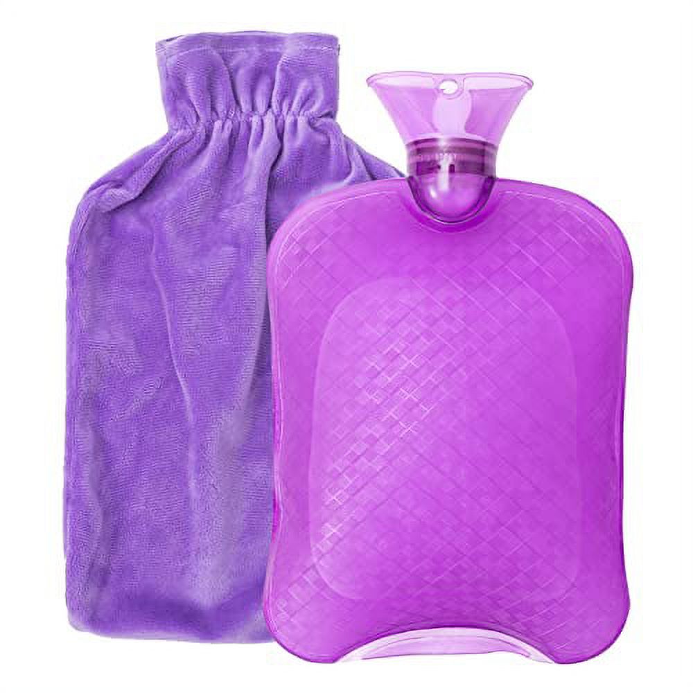Hot Water Bottle with Cover, 2L Hot Water Bag for Pain Relief, PVC Hand