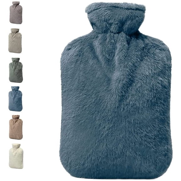 Hot Water Bottle with Cover, 2L PVC Bag for Neck, Shoulder Pain and Hand Feet Warmer, Menstrual Cramps, Compress Cold Therapy(Blue Ashes)